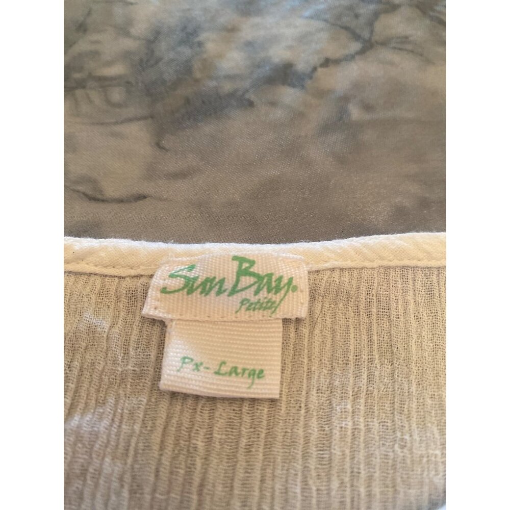 Sun Bay Cotton Top White Crinkle 3/4 Sleeve Tunic Chenille Palm Size P XL - Picture 7 of 12
